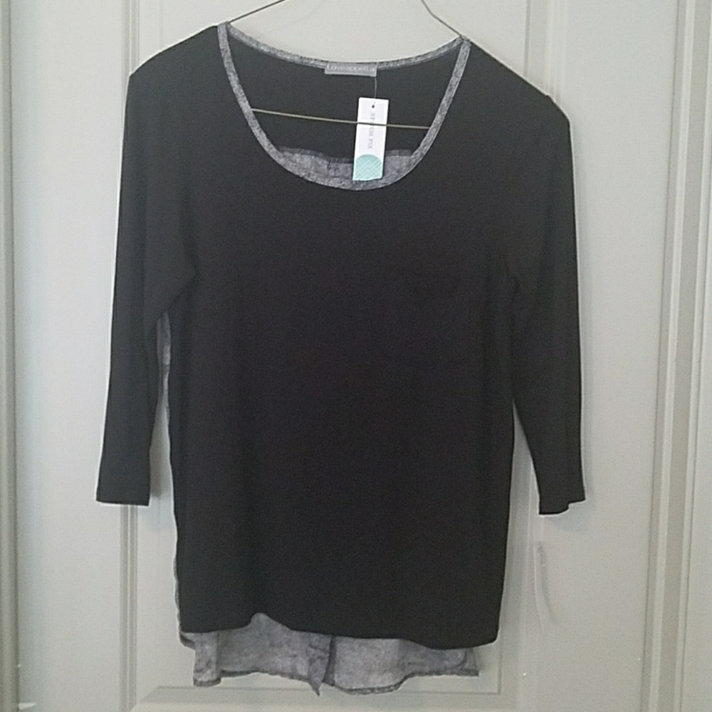 Mani Button Back Mixed Media Knit Top